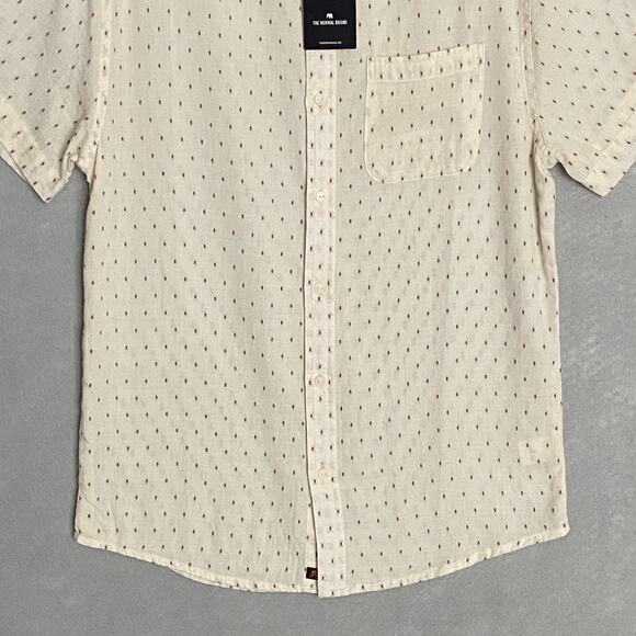 The Normal Brand Men's Small Short Sleeve Button-Up Shirt Dobby Cream NEW - Picture 4 of 11